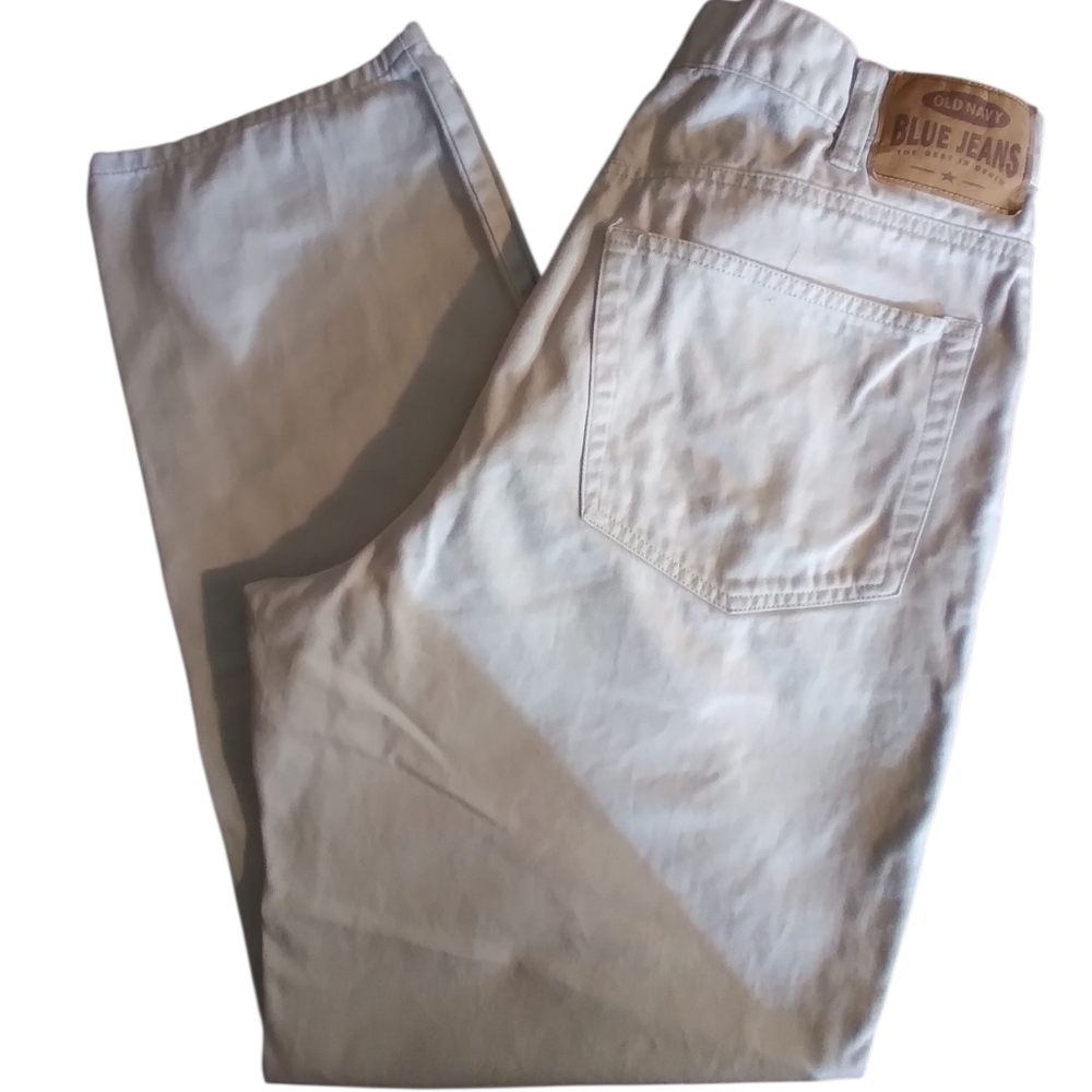 Old Navy mens Cotton Blue Denim  Jeans in Cream Size 34/30 Workwear Western